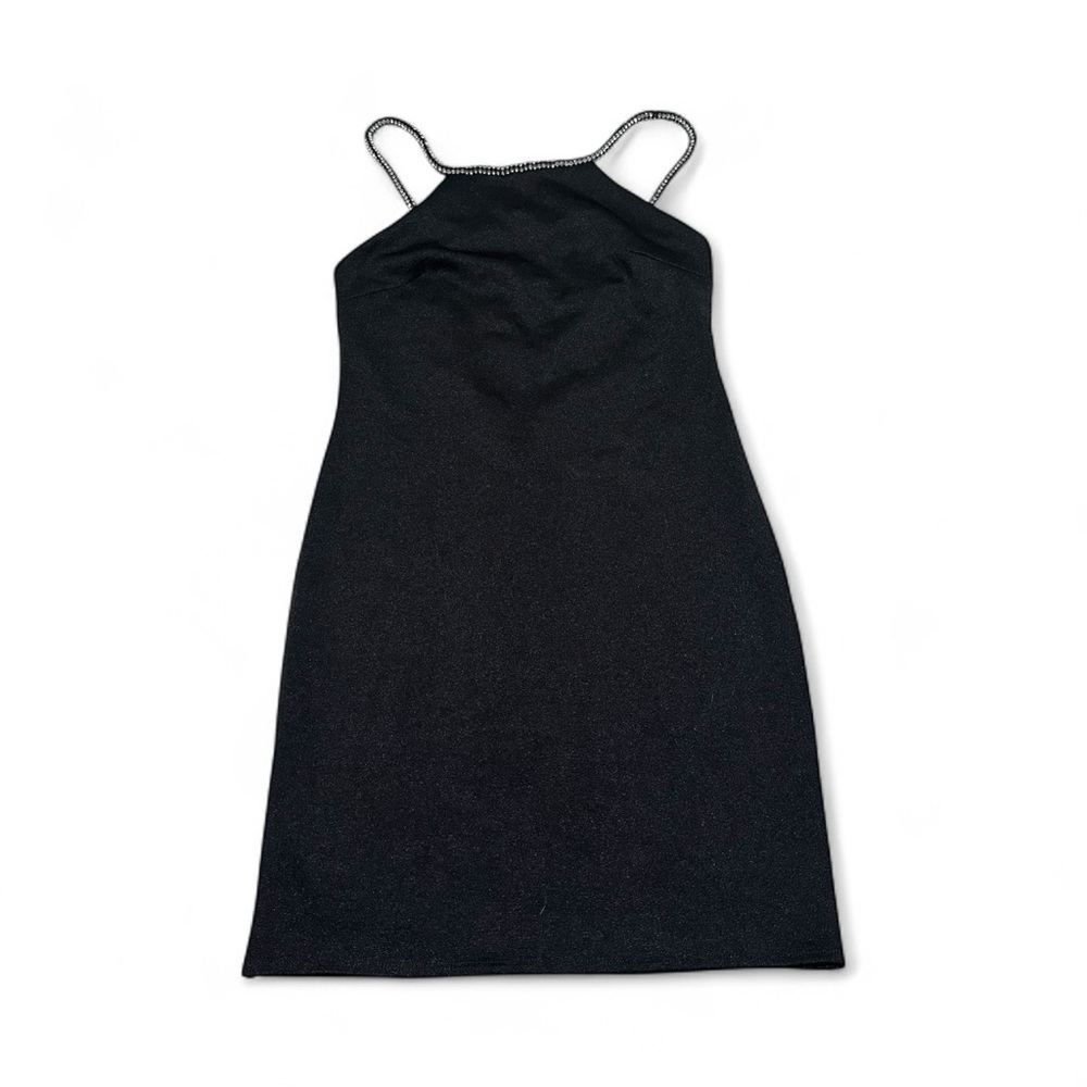 Topshop Backless Black Dress With Rhinestone Around Shoulder Straps US 8